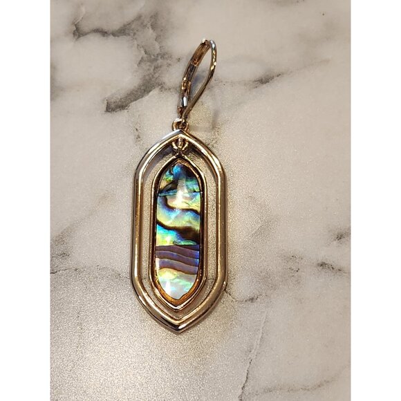 Gold-Tone Chaps Drop Earrings With Abalone Shell Accents - Picture 4 of 5